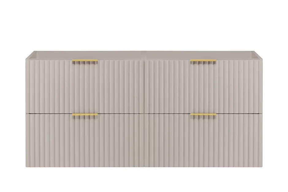 3xE Living Meuble vasque, Cachemire, 120 (2 x 60) x 57 x 46 cm, poignée dorée, sans plateau