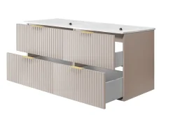 3xE Living Meuble vasque, Cachemire, 120 (2 x 60) x 57 x 46 cm, poignée dorée, sans plateau