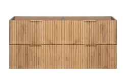 3xE Living Meuble vasque, Chêne Craft, 120 (2 x 60) x 57 x 46 cm, poignée dorée, sans plateau