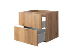 3xE Living Meuble vasque, Chêne Craft, 60 x 57 x 46 cm, poignée argentée, sans plateau