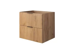 3xE Living Meuble vasque, Chêne Craft, 60 x 57 x 46 cm, poignée noire, sans plateau* Lave-Mains