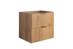 3xE Living Meuble vasque, Chêne Craft, 60 x 57 x 46 cm, poignée noire, sans plateau* Lave-Mains