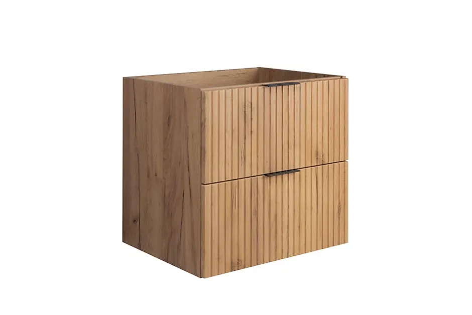 3xE Living Meuble vasque, Chêne Craft, 60 x 57 x 46 cm, poignée noire, sans plateau* Lave-Mains