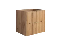 3xE Living Meuble vasque, Chêne Craft, 60 x 57 x 46 cm, poignée dorée, sans plateau