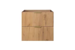 3xE Living Meuble vasque, Chêne Craft, 60 x 57 x 46 cm, poignée dorée, sans plateau