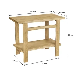 Homesight Meuble vasque en chêne massif vieilli l.95 x H.78 x P.50 cm, Taby