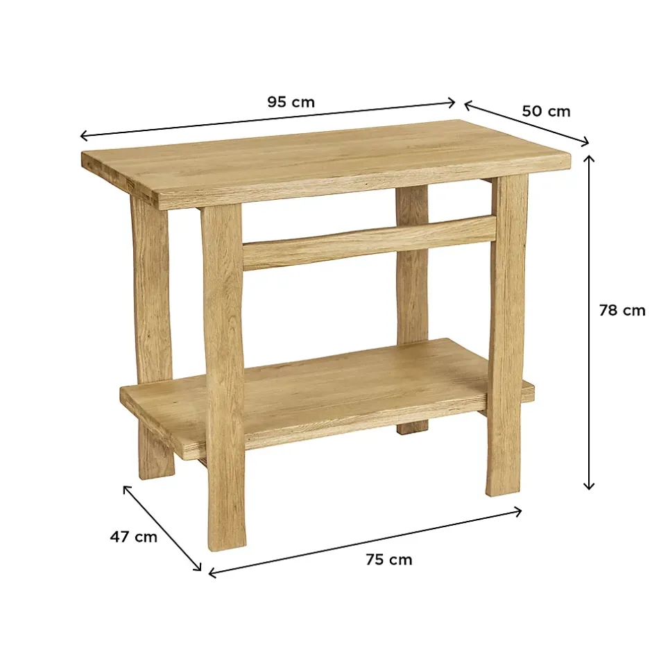 Homesight Meuble vasque en chêne massif vieilli l.95 x H.78 x P.50 cm, Taby
