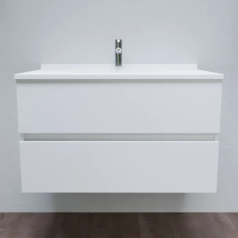 Cuisibane Meuble vasque L 90cm P 55cm ROMY - Blanc brillant