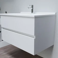 Cuisibane Meuble vasque L 90cm P 55cm ROMY - Blanc brillant