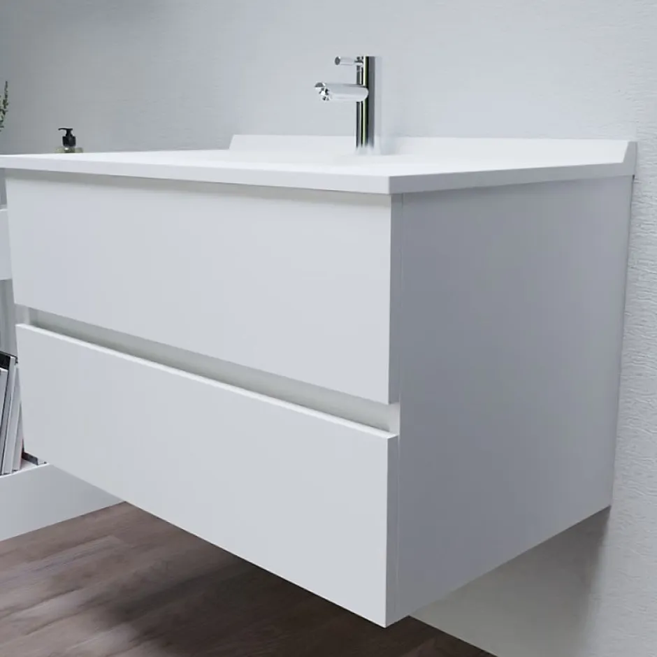 Cuisibane Meuble vasque L 90cm P 55cm ROMY - Blanc brillant