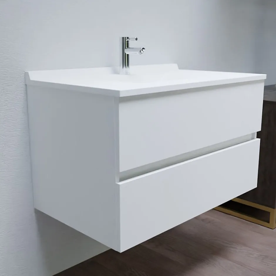 Cuisibane Meuble vasque L 90cm P 55cm ROMY - Blanc brillant