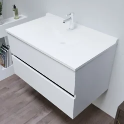 Cuisibane Meuble vasque L 90cm P 55cm ROMY - Blanc brillant