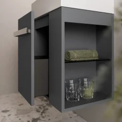 Bernstein Meuble vasque lave-main Anthracite mat 45x35x50cm (LxPxH) 1 tiroir + rangement droite + poignée Chrome - COMPACT450