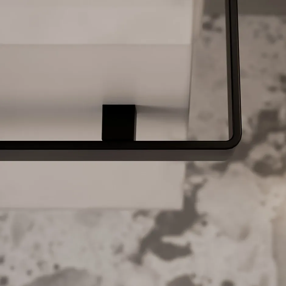 Bernstein Meuble vasque lave-main Blanc mat 45x35x50cm (LxPxH) 1 tiroir + rangement gauche + poignée Noir mat - COMPACT450* Lave-Mains