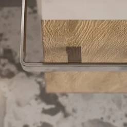 Bernstein Meuble vasque lave-main Chêne miel 45x35x50cm (LxPxH) 1 tiroir + rangement droite + poignée Chrome - COMPACT450* Lave-Mains
