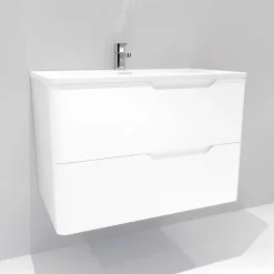 Sanitaire Meuble vasque LUNA Blanc brillant 80 cm - SANS miroir