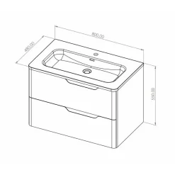 Sanitaire Meuble vasque LUNA Bois Clair 80 cm - SANS miroir