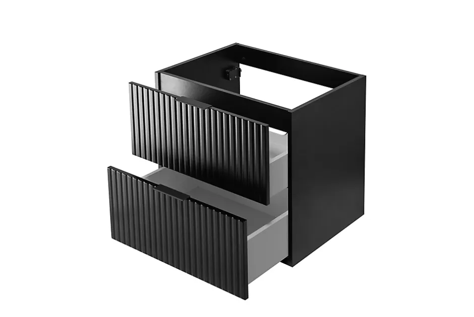3xE Living Meuble vasque, Noir, 60 x 57 x 46 cm, poignée noire, sans plateau* Lave-Mains