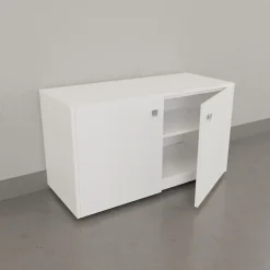 Cuisibane Meuble vasque PMR EPURE 90 cm avec miroir led Elégance et caisson roulant - Blanc brillant