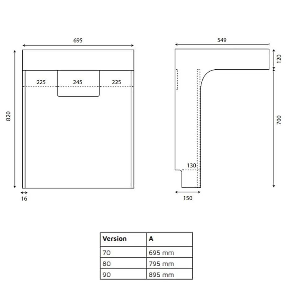 Cuisibane Meuble vasque PMR EPURE 90 cm avec miroir led Elégance et caisson roulant - Blanc brillant