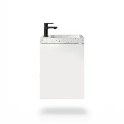 Homesight Meuble vasque suspendu blanc mat l.44 cm Imandra + plan vasque terrazzo, GoodHome* Lave-Mains