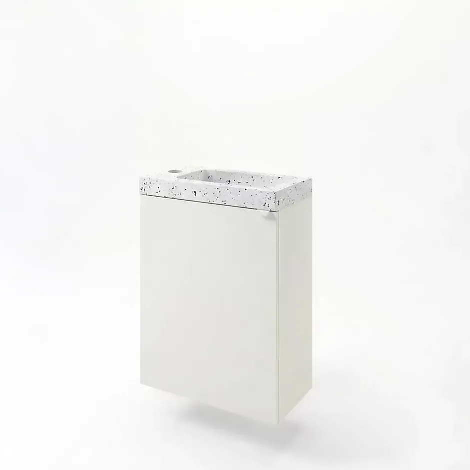 Homesight Meuble vasque suspendu blanc mat l.44 cm Imandra + plan vasque terrazzo, GoodHome* Lave-Mains
