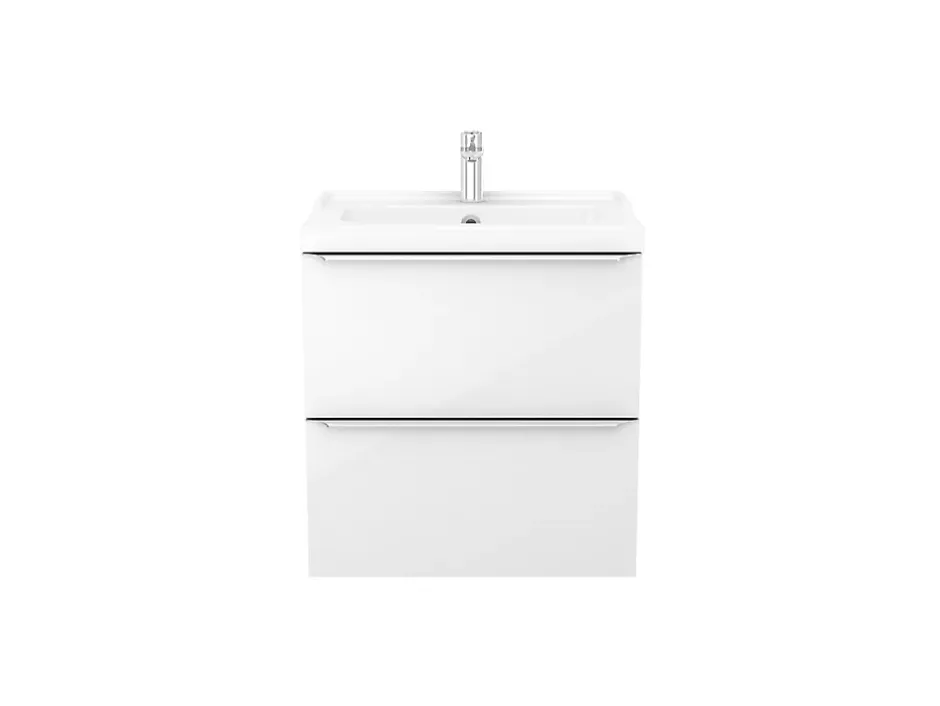 GoodHome Meuble vasque suspendu blanc brillant l.60 cm Imandra + plan vasque blanc céramique Lana,