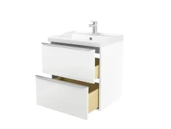 GoodHome Meuble vasque suspendu blanc brillant l.60 cm Imandra + plan vasque blanc céramique Lana,