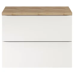 GoodHome Meuble vasque suspendu blanc brillant l.80 cm Imandra + plan de toilette effet chêne,