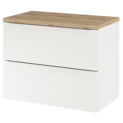 GoodHome Meuble vasque suspendu blanc brillant l.80 cm Imandra + plan de toilette effet chêne,