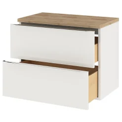 GoodHome Meuble vasque suspendu blanc brillant l.80 cm Imandra + plan de toilette effet chêne,