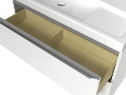 GoodHome Meuble vasque suspendu blanc brillant l.100 cm Imandra + plan vasque blanc résine Mila,* Meuble Vasque