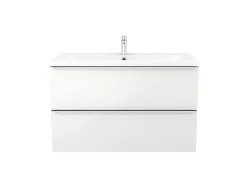 Cooke & Lewis Meuble vasque suspendu blanc brillant l.100 cm Imandra + plan vasque blanc céramique Nira, GoodHome