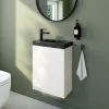 Homesight Meuble vasque suspendu blanc mat l.44 cm Imandra + plan vasque effet marbre noir, GoodHome