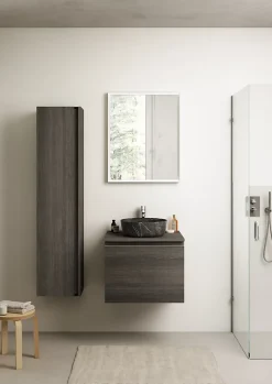 Ipiemme SRL Meuble vasque suspendu effet chêne Metz l.60 cm + plan de toilette effet chêne Metz, Pura+