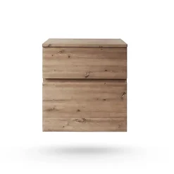 Meuble vasque suspendu effet chêne artisan l.60 cm + plan de toilette, Calao
