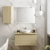 Ipiemme SRL Meuble vasque suspendu effet chêne l.90 cm + plan de toilette effet chêne, Pura+
