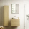 Ipiemme SRL Meuble vasque suspendu effet chêne l.60 cm + plan de toilette effet chêne, Pura+* Meuble Buanderie