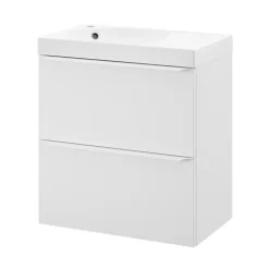 GoodHome Meuble vasque suspendu faible profondeur blanc mat l.60 cm Imandra + plan vasque blanc Maza,