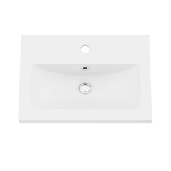 GoodHome Meuble vasque suspendu faible profondeur blanc brillant l.50 cm Imandra + plan vasque blanc céramique Nira,* Meuble De Salle De Bains Faible Profondeur|Meuble Vasque