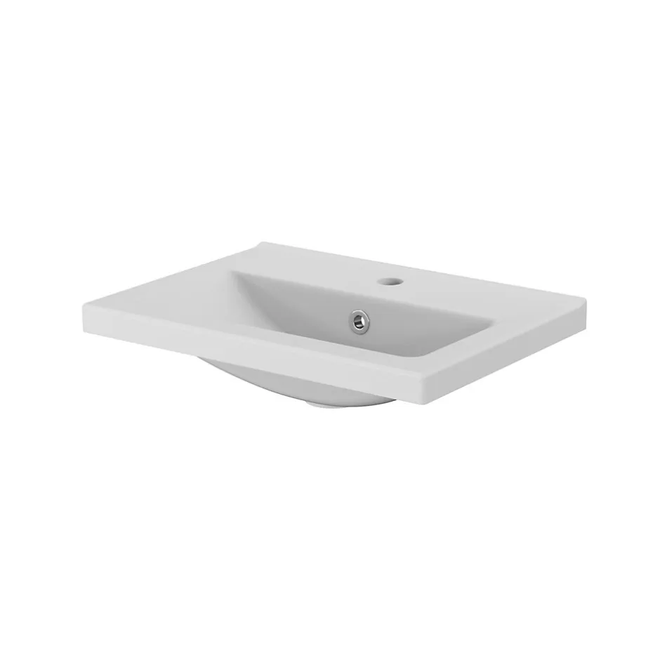 GoodHome Meuble vasque suspendu faible profondeur blanc brillant l.50 cm Imandra + plan vasque blanc céramique Nira,* Meuble De Salle De Bains Faible Profondeur|Meuble Vasque