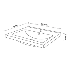 GoodHome Meuble vasque suspendu faible profondeur blanc brillant l.50 cm Imandra + plan vasque blanc céramique Nira,* Meuble De Salle De Bains Faible Profondeur|Meuble Vasque