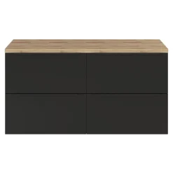 GoodHome Meuble vasque suspendu noir mat l.120 cm Imandra + plan de toilette chêne Hartland,