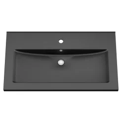 GoodHome Meuble vasque suspendu noir mat l.80 cm Imandra + plan vasque noir céramique Nira,* Meuble Vasque