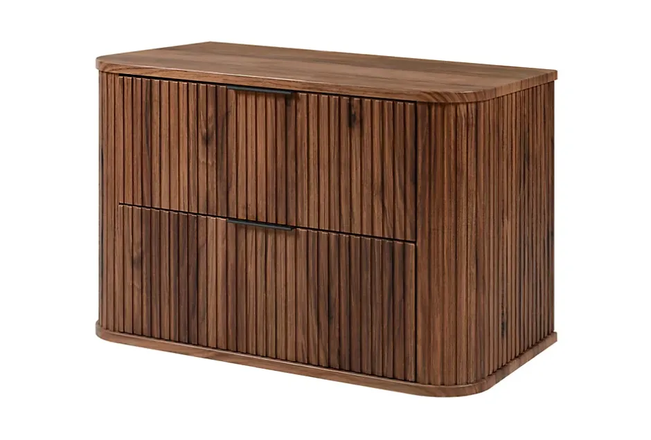 3xE Living Meuble vasque suspendu pour salle de bain, chêne noyer, 80,4 x 51,7 x 41,5 cm