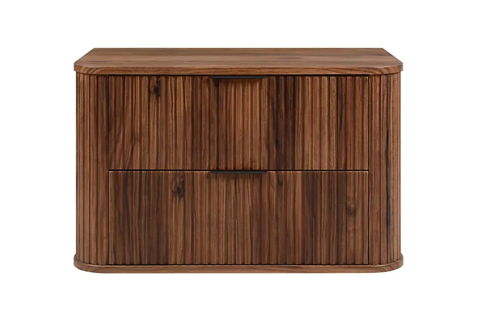 3xE Living Meuble vasque suspendu pour salle de bain, chêne noyer, 80,4 x 51,7 x 41,5 cm