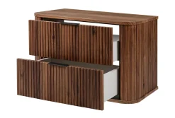 3xE Living Meuble vasque suspendu pour salle de bain, chêne noyer, 80,4 x 51,7 x 41,5 cm