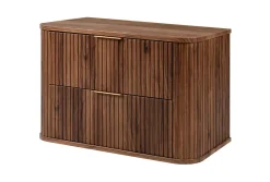3xE Living Meuble vasque suspendu pour salle de bain, chêne noyer, 80,4 x 51,7 x 41,5 cm