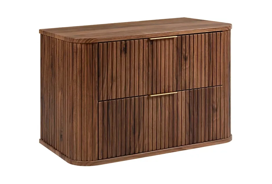 3xE Living Meuble vasque suspendu pour salle de bain, chêne noyer, 80,4 x 51,7 x 41,5 cm