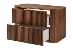 3xE Living Meuble vasque suspendu pour salle de bain, chêne noyer, 80,4 x 51,7 x 41,5 cm